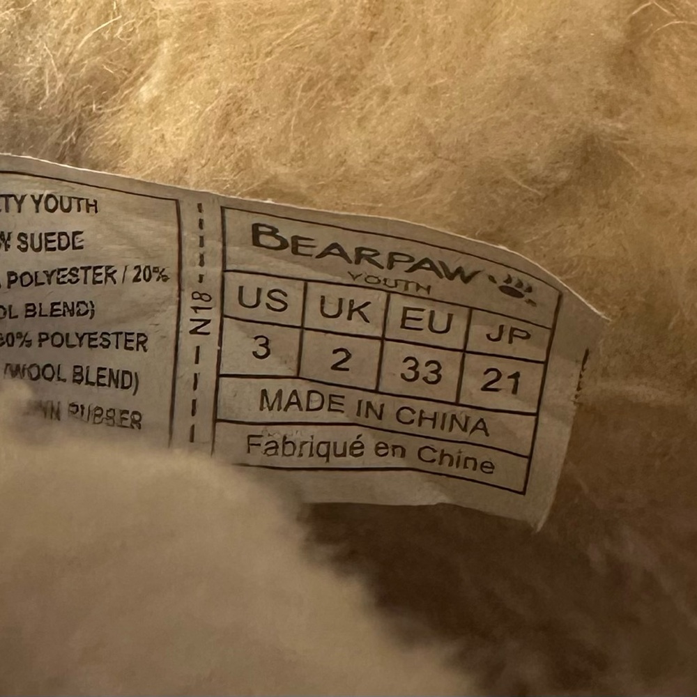 BearPaw Youth Suede Boots in Cream